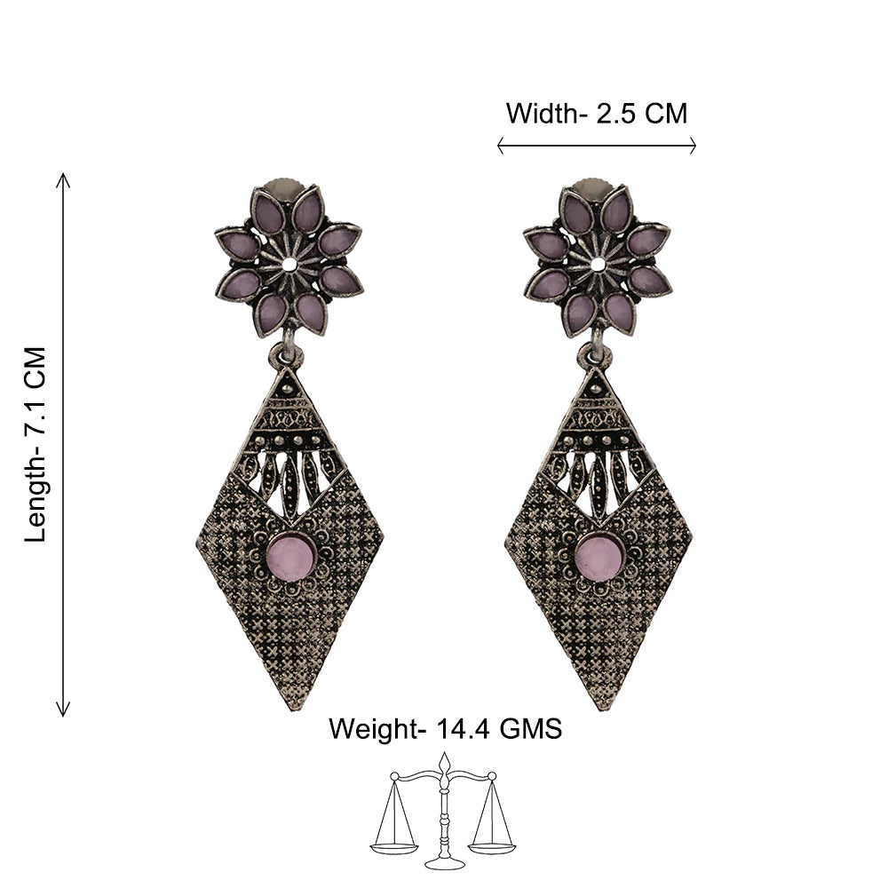 Kite delight stone studded dangler earrings (Baby Pink)