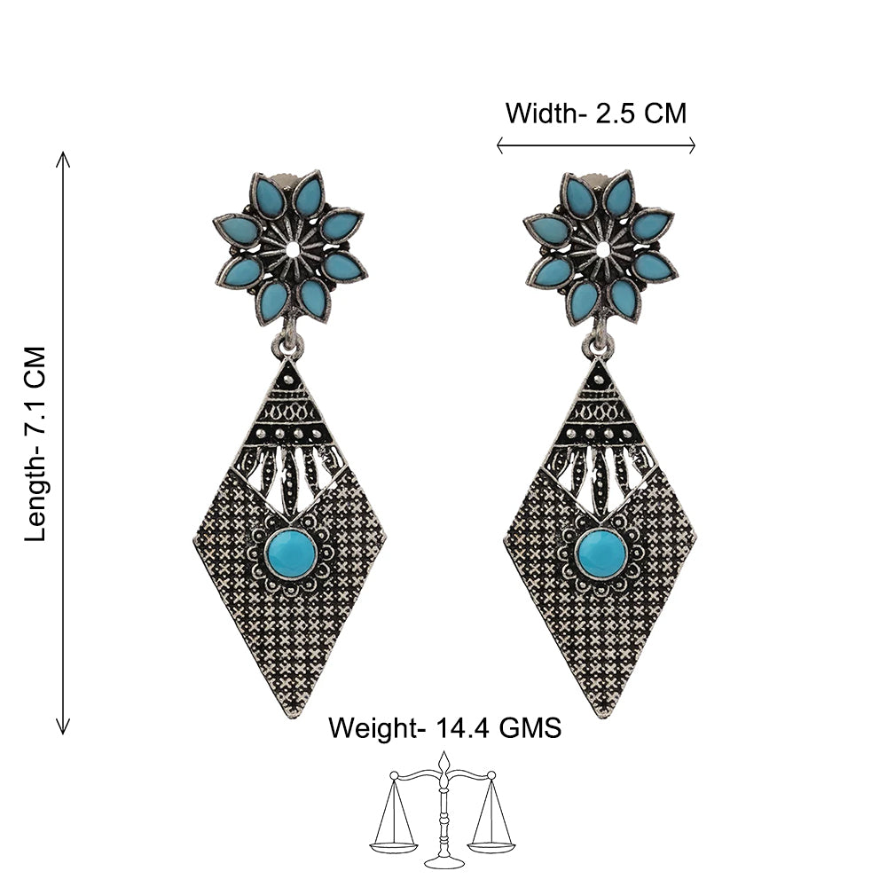 Kite delight stone studded dangler earrings (Sky Blue)