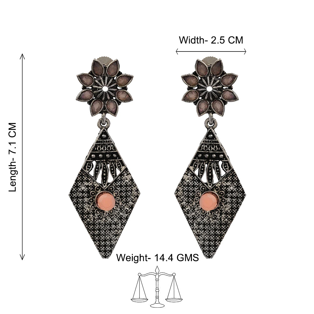 Kite delight stone studded dangler earrings (Light Orange)