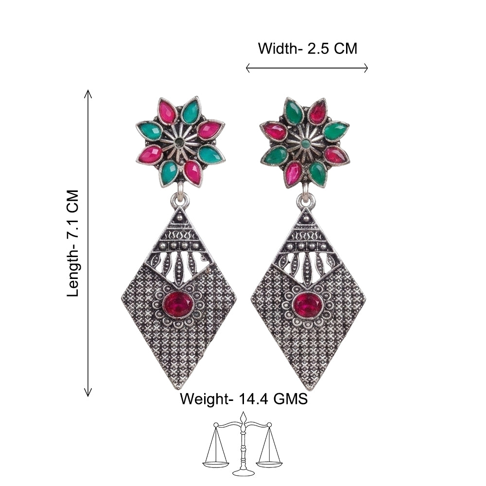 Kite delight stone studded dangler earrings (Multicolored)