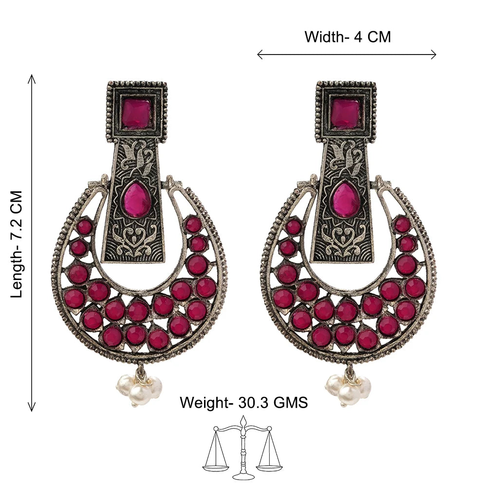 Peacock glow stone studded dangler & Moonfall stone studded dangler Combo set