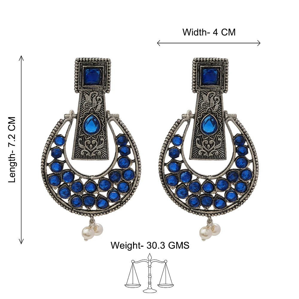 Peacock glow stone studded dangler & Moonfall stone studded dangler Combo set