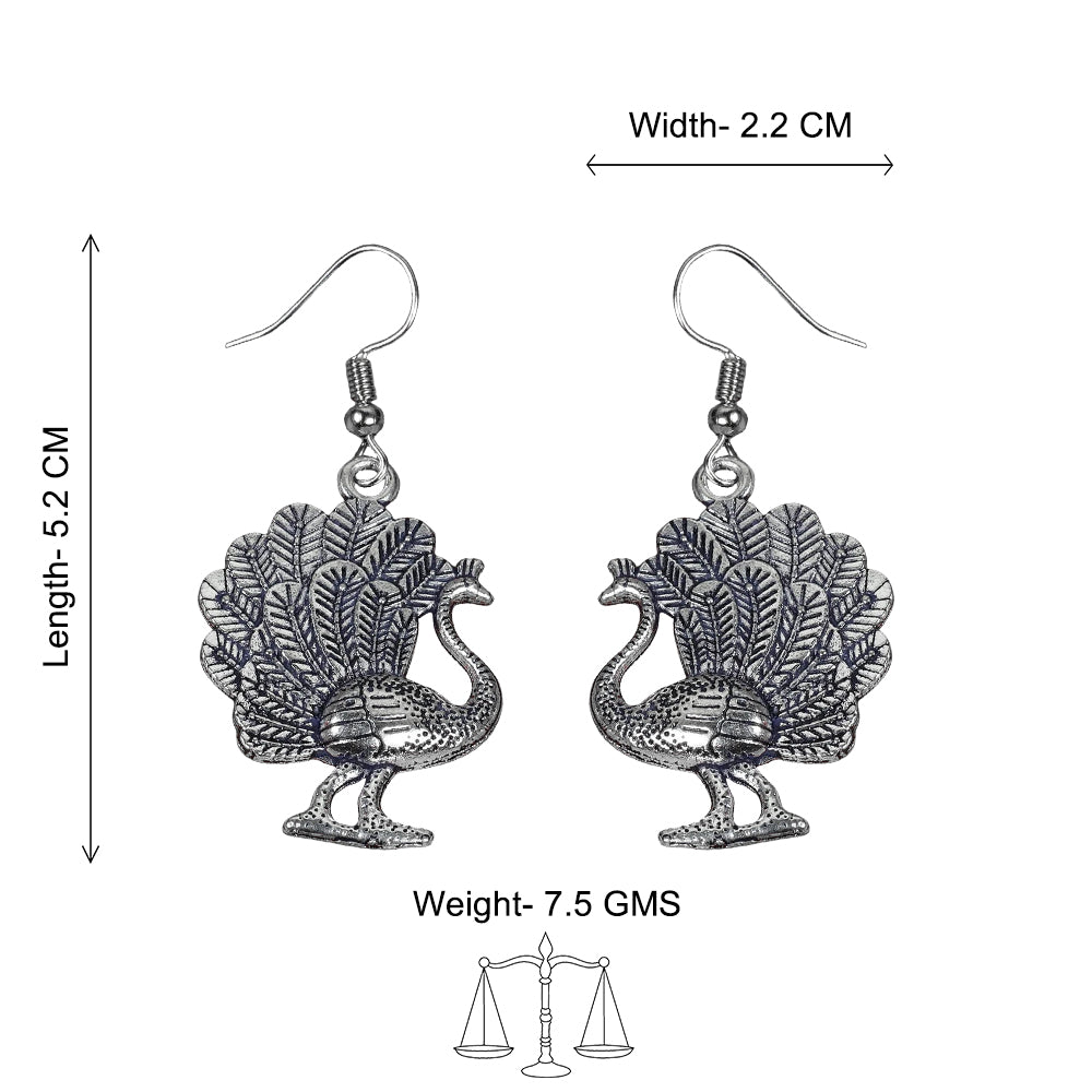 Morni jhumki dangler earrings (Silver)