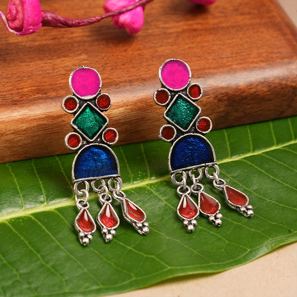 Rainbow rhine dangler earrings (Multicolored)