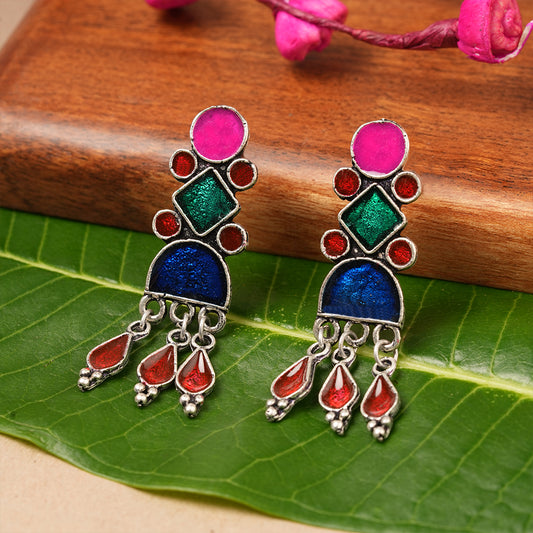 Rainbow rhine dangler earrings (Multicolored)