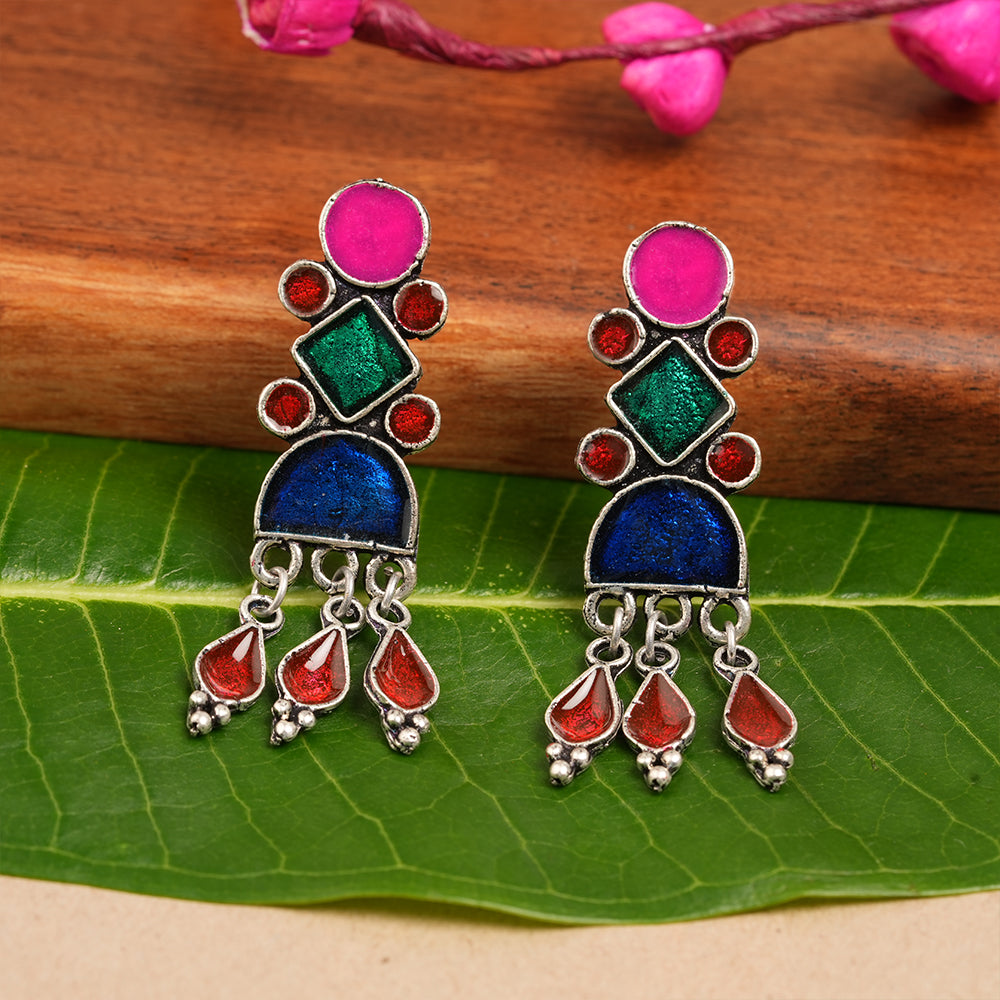 Rainbow rhine dangler earrings (Multicolored)
