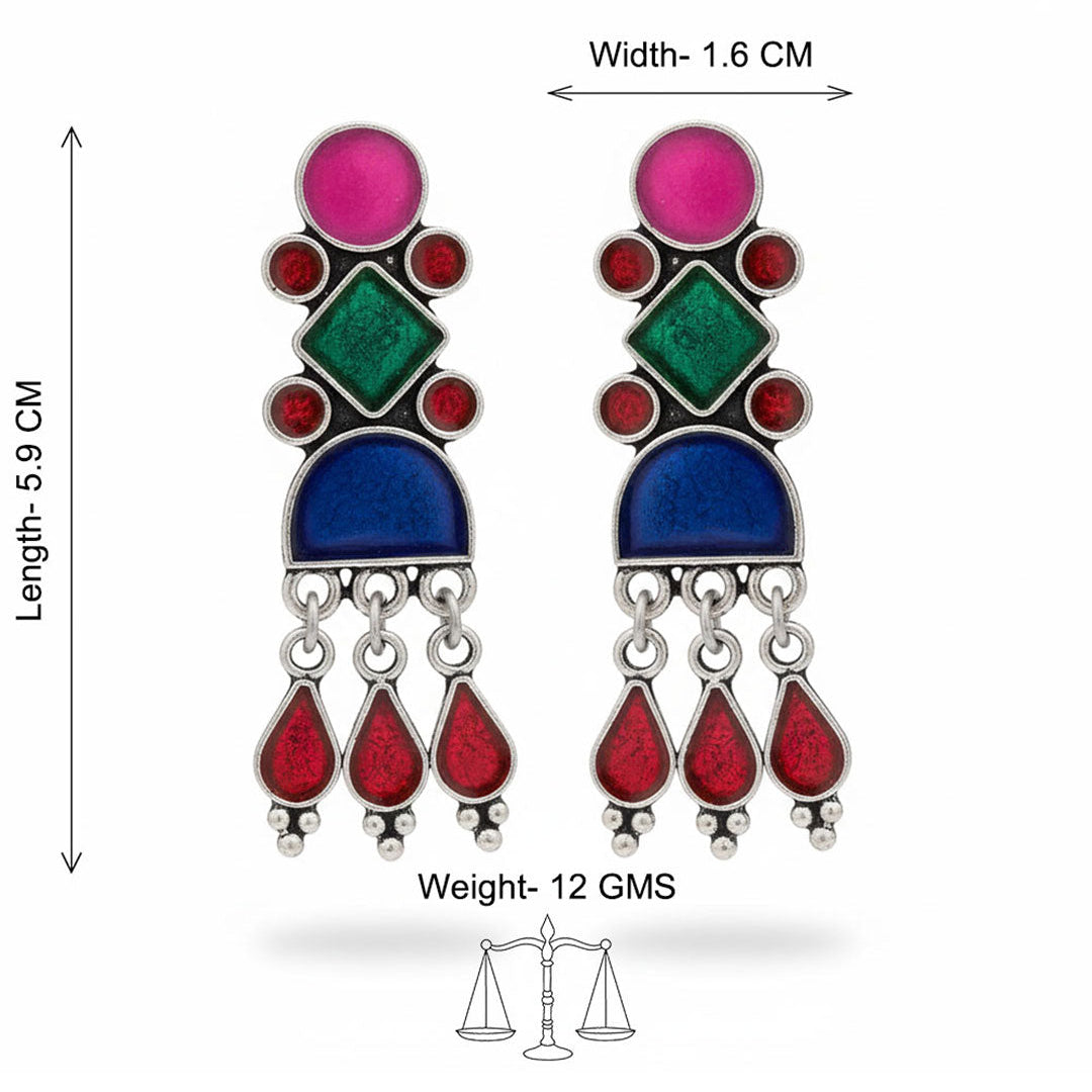 Kalash Kamal earring Rainbow rhine dangler earrings (Multicolored) Combo set
