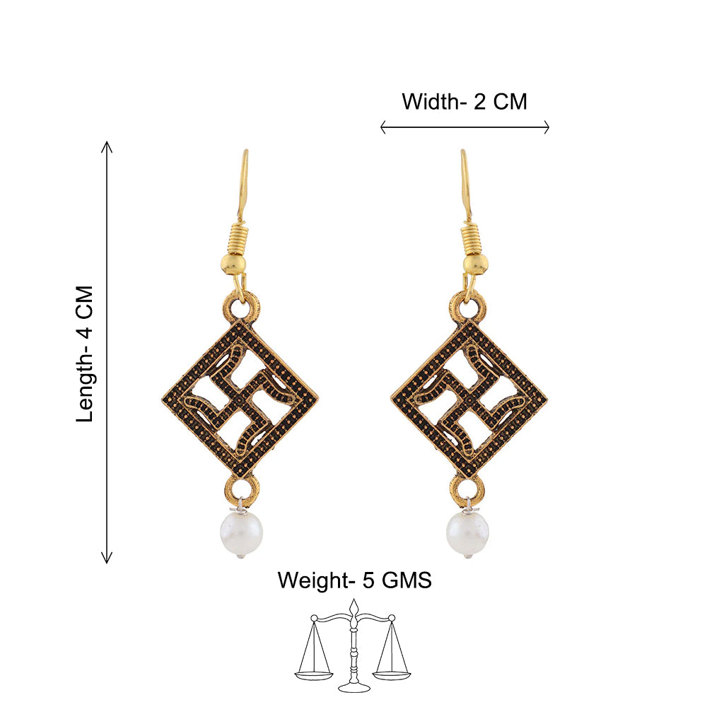 Swastik shaped dangler earrings