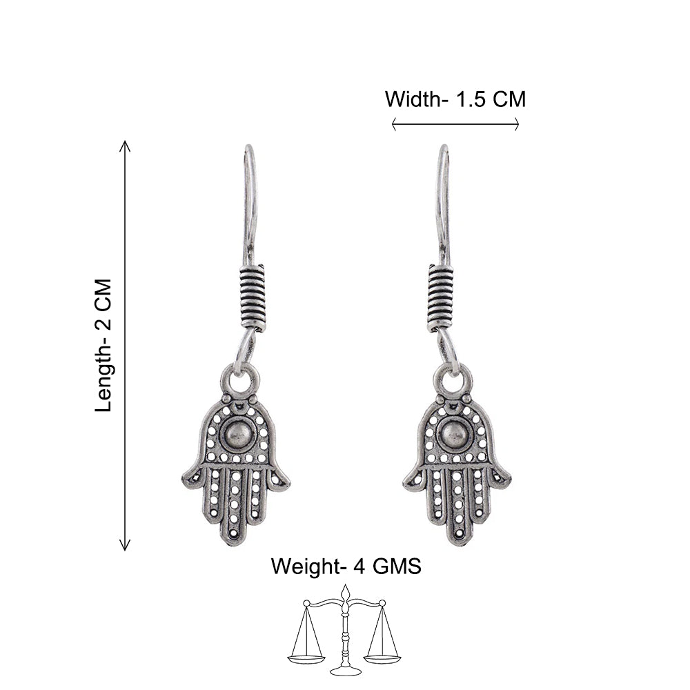 Kalash Kamal earring Evil Eye guard dangler earrings (Silver) Combo set