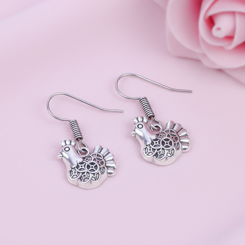 Rooster radiance dangler earrings (Silver)