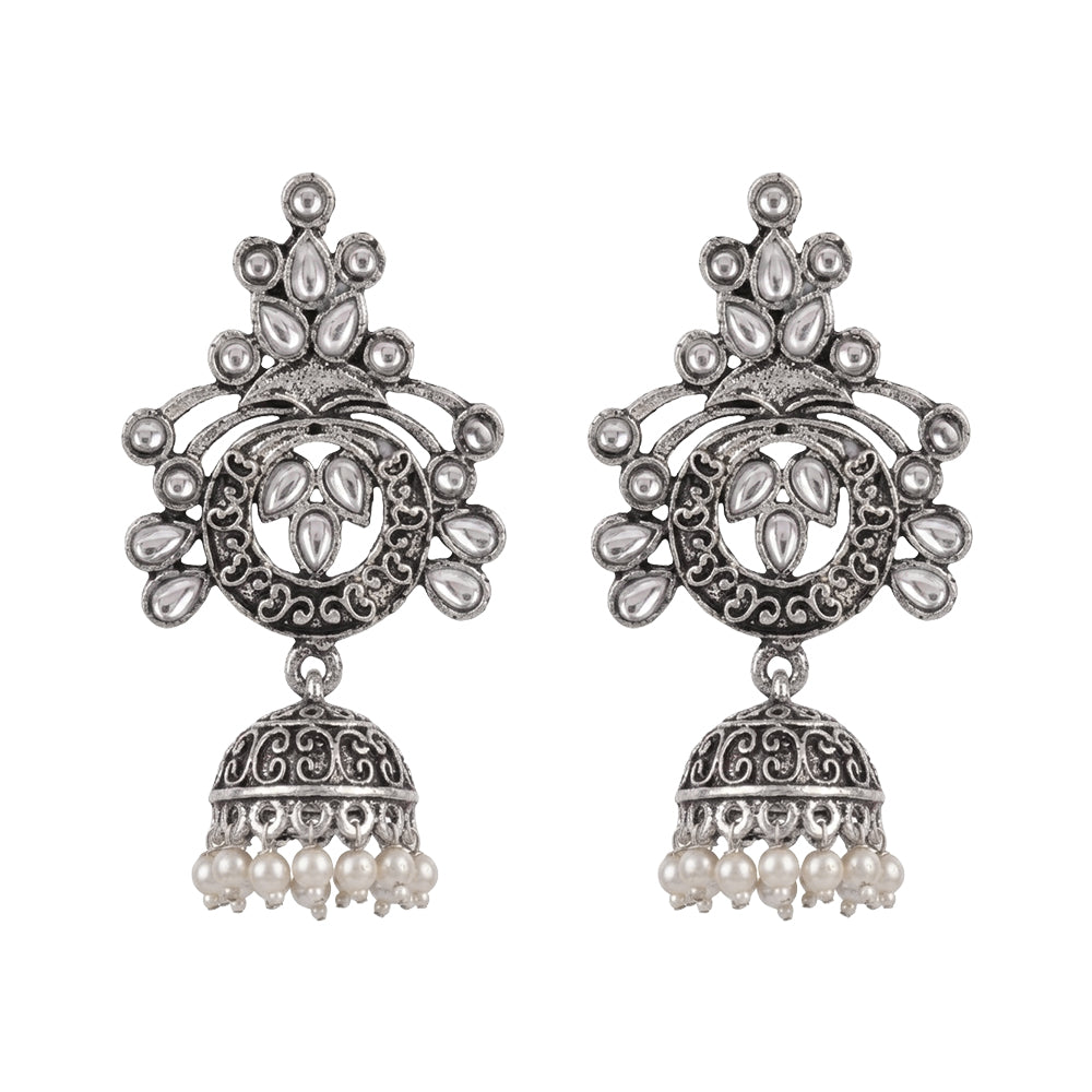 Mughal majesty jhumka earrings (White)