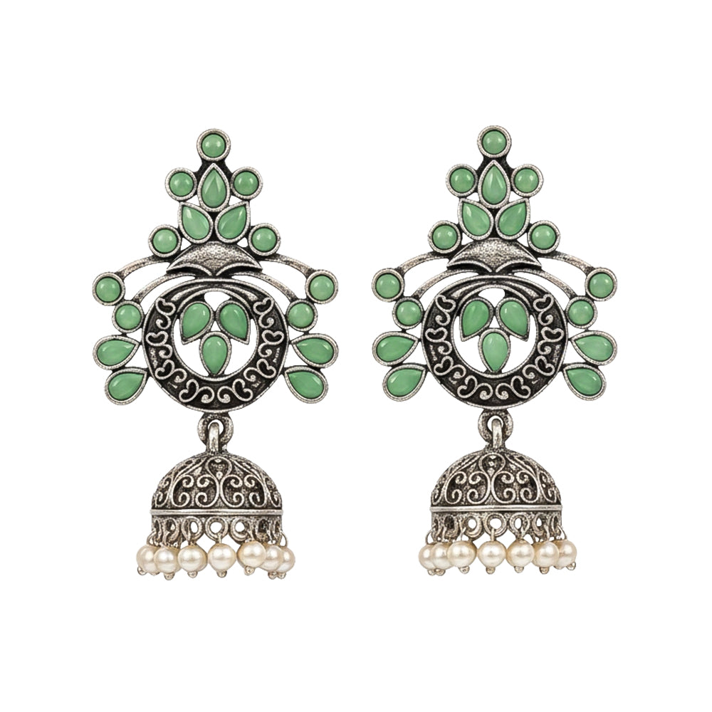 Mughal majesty jhumka earrings (Pista)