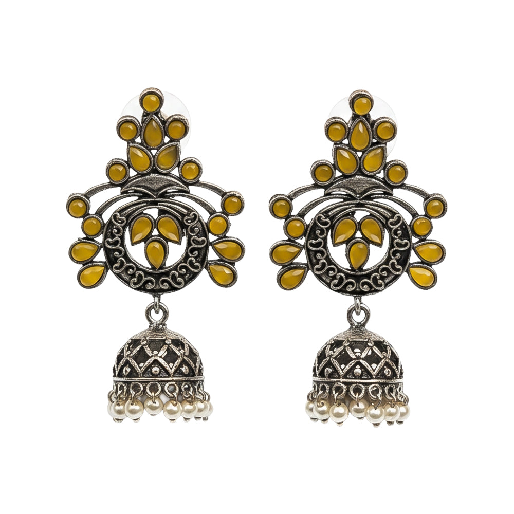 Mughal majesty jhumka earrings (Yellow)