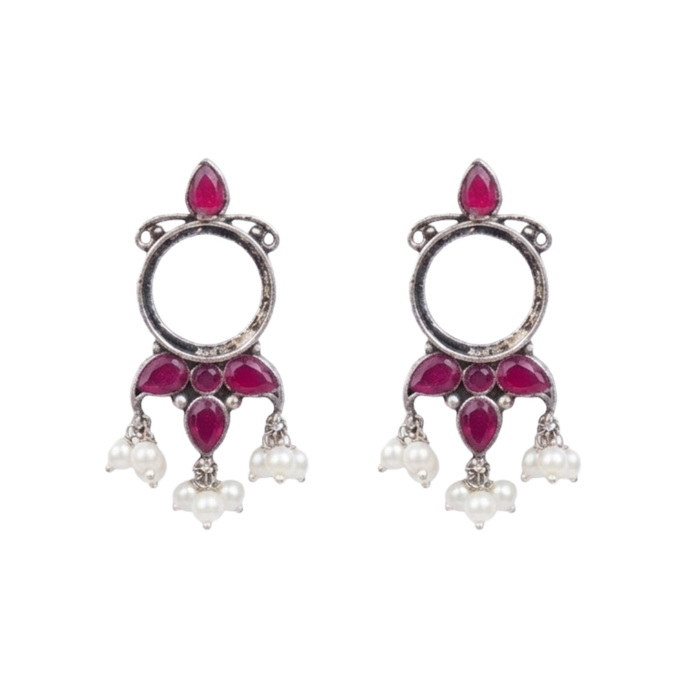 Loop dot stud earrings (Red)