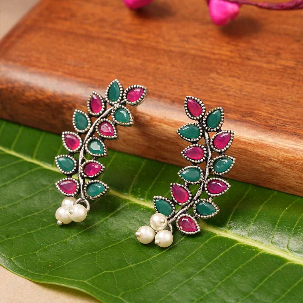 Flower frame stud earrings (Multicolored)