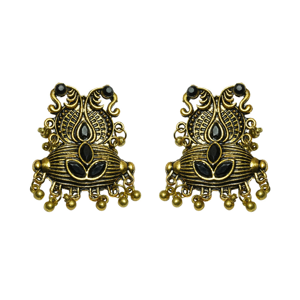Golden gem ghunghroo stud earrings