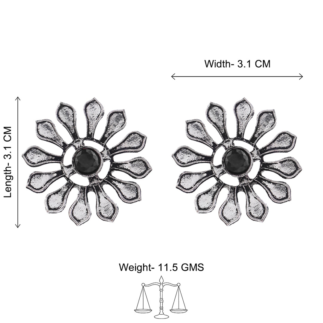 FlowerLoom Stud Earrings - Black