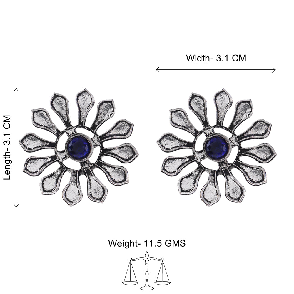 FlowerLoom Stud Earrings - Blue