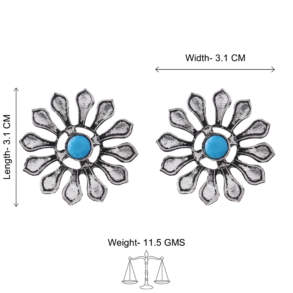 FlowerLoom Stud Earrings - Sky Blue