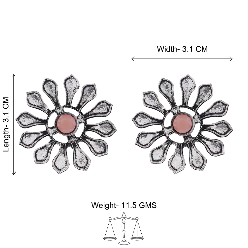 FlowerLoom Stud Earrings - Light Orange