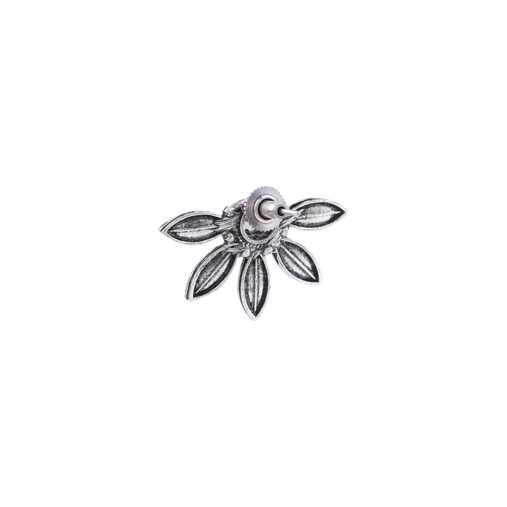 Crescent Bloom Oxidised Studs - White