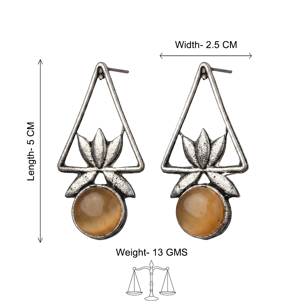 Lotriq oxidised stud earrings (Yellow)