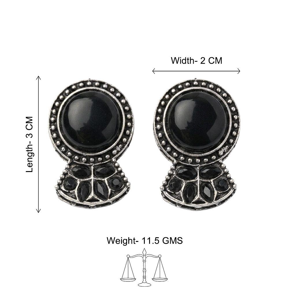 Lustre oxidised stud earrings (Black)