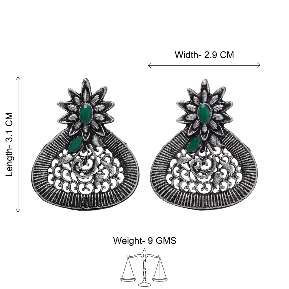 Glint stone studded stud earrings (Green)