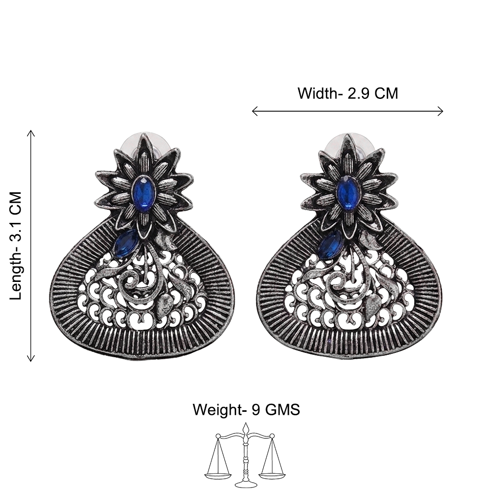 Glint stone studded stud earrings (Blue)