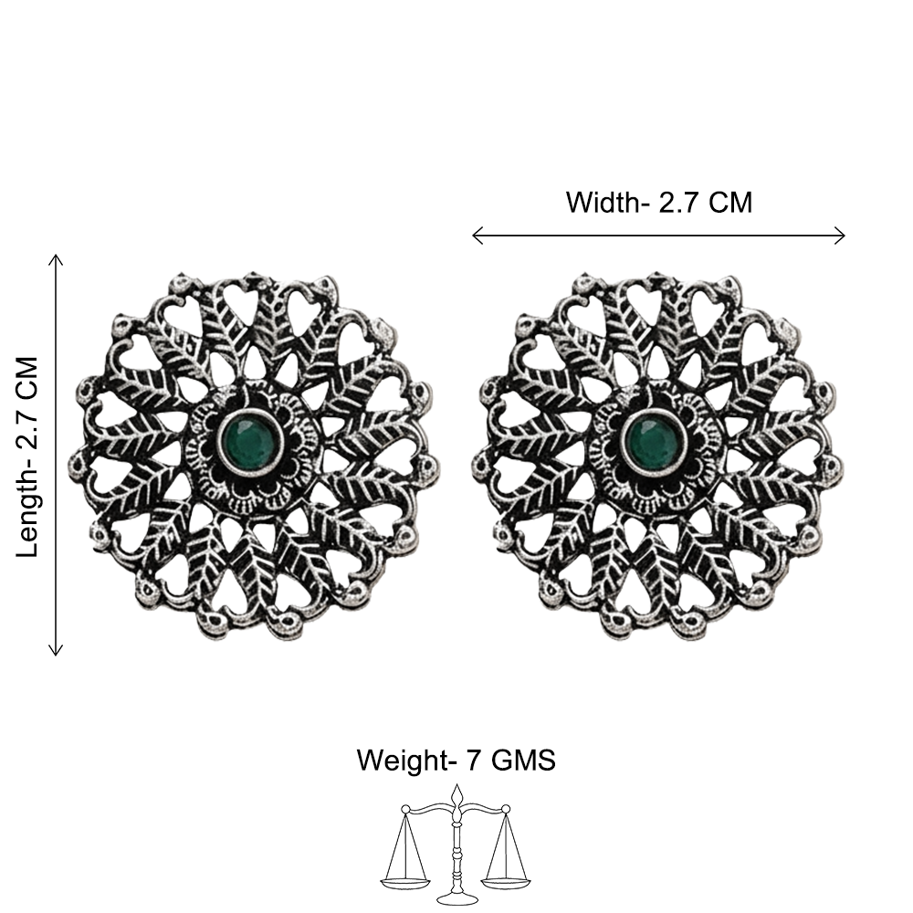 Wildflower oxidised stud earrings (Green)