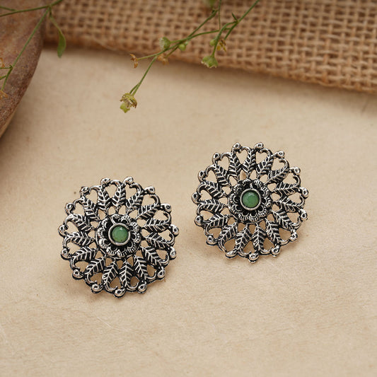 Wildflower oxidised stud earrings (Pista)