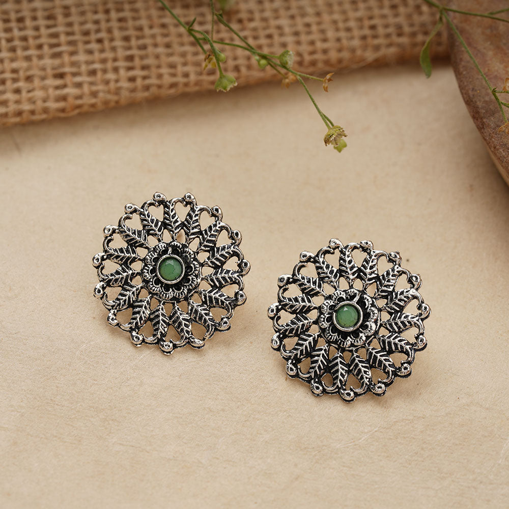 Wildflower oxidised stud earrings (Pista)