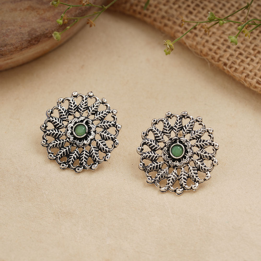 Wildflower oxidised stud earrings (Pista)