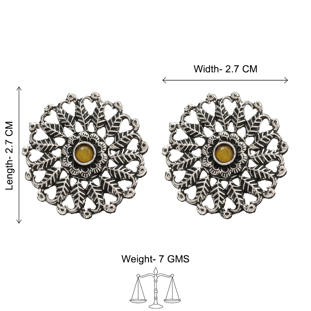Wildflower oxidised stud earrings (Yellow)