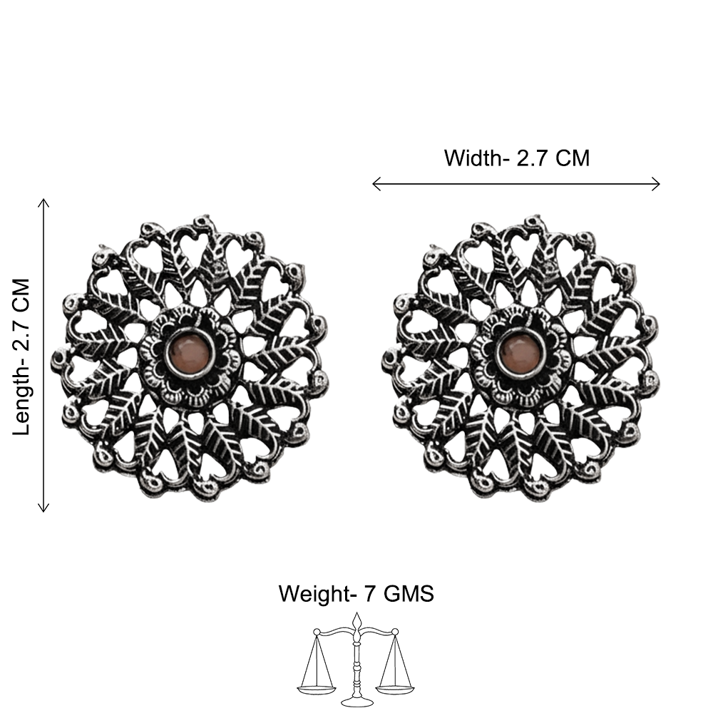 Wildflower oxidised stud earrings (Light Orange)