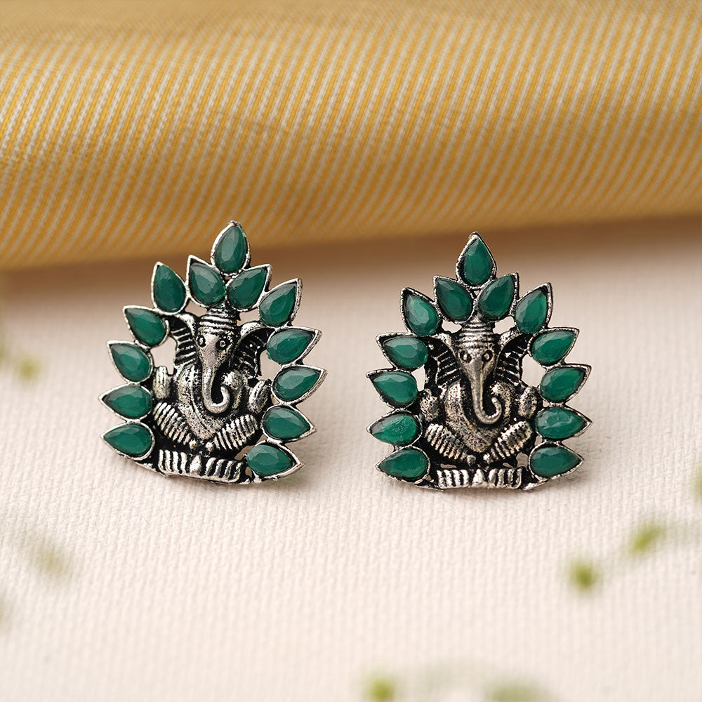 sacred shine stud earrings(Green)
