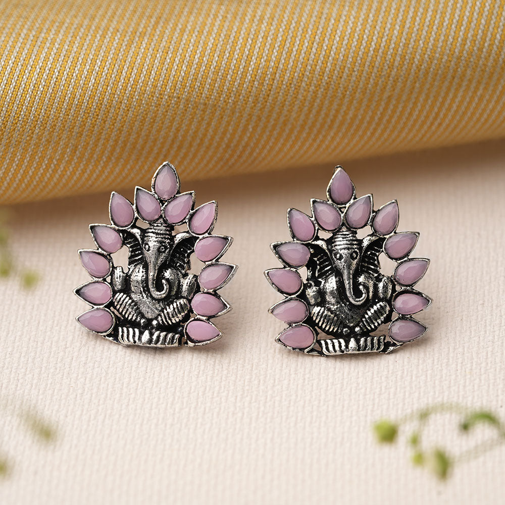 sacred shine stud earrings(baby pink)