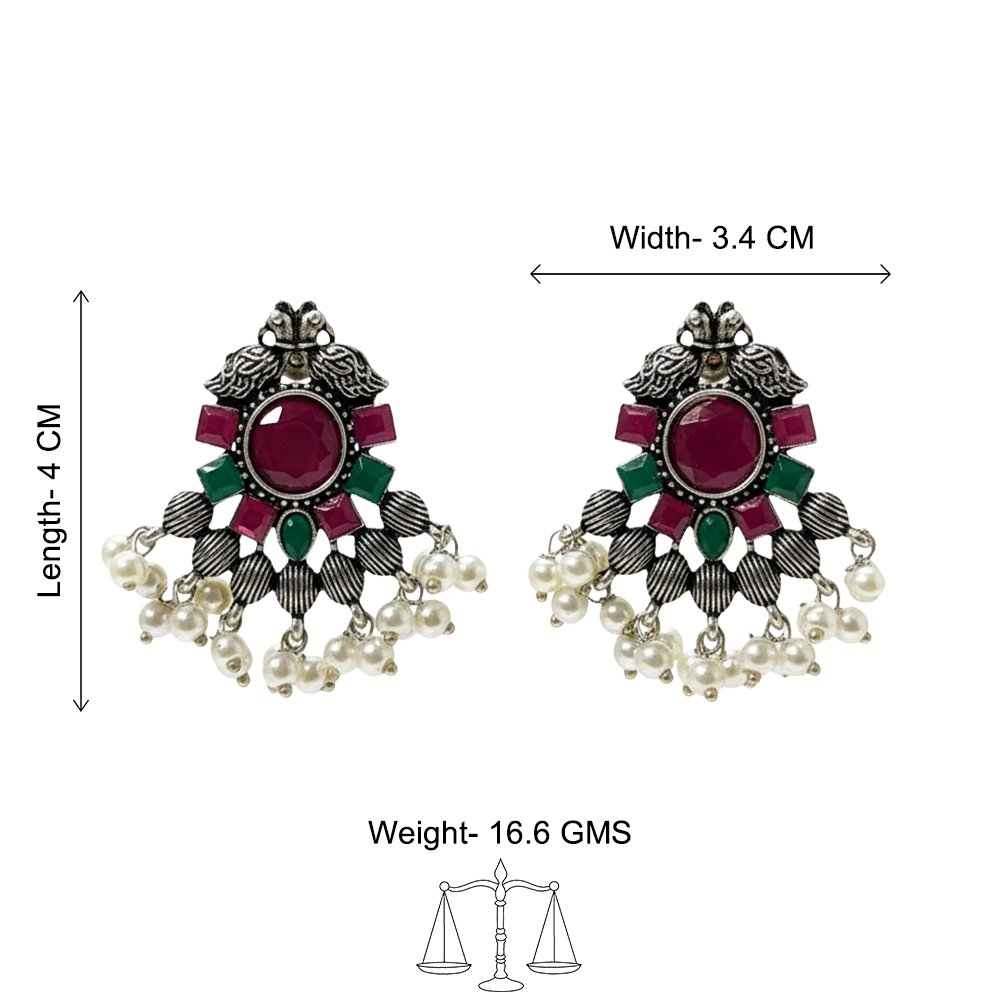 Gulratan Antique Pearl Drop Brooch Earring (Multicoloured)