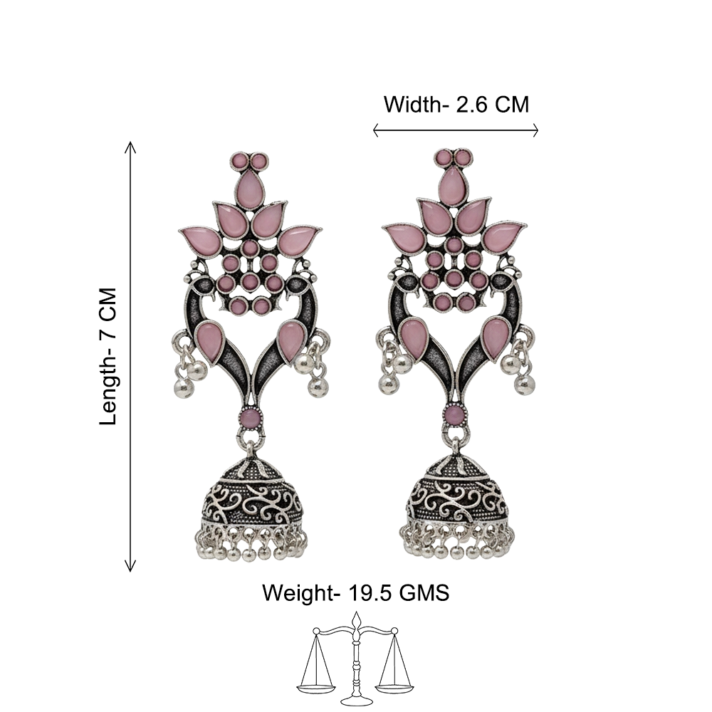 Rajrani Pink Floral Drop Jhumkas