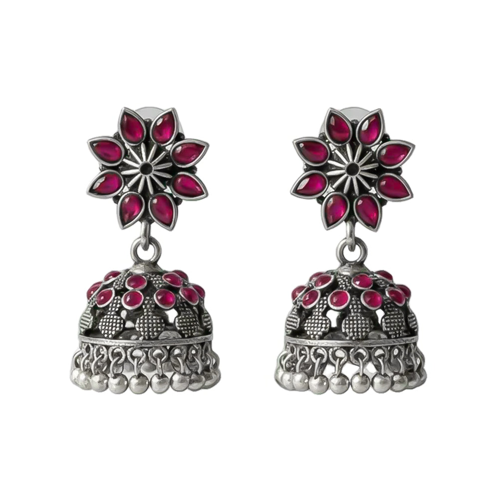flower-shaped top with petal-like Red stones