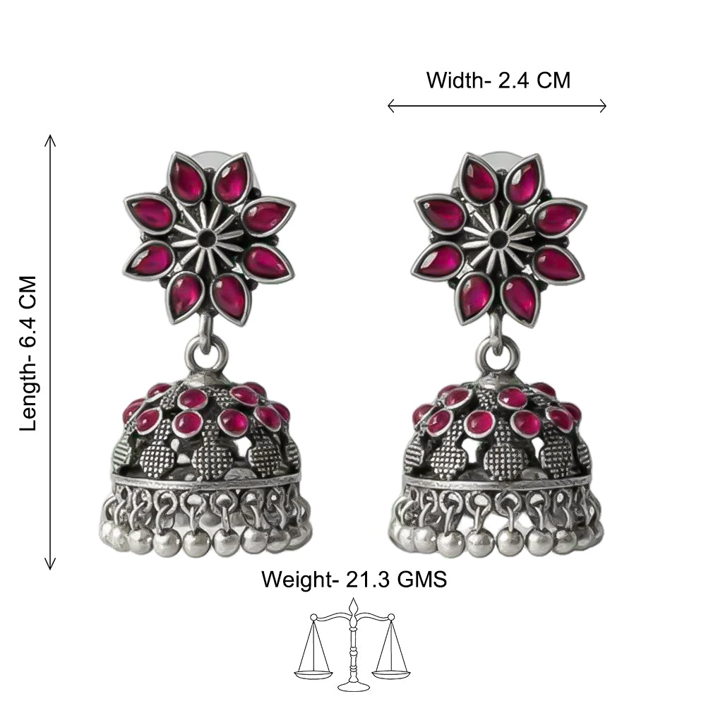 Flower-Shaped top with petal-like Red stones