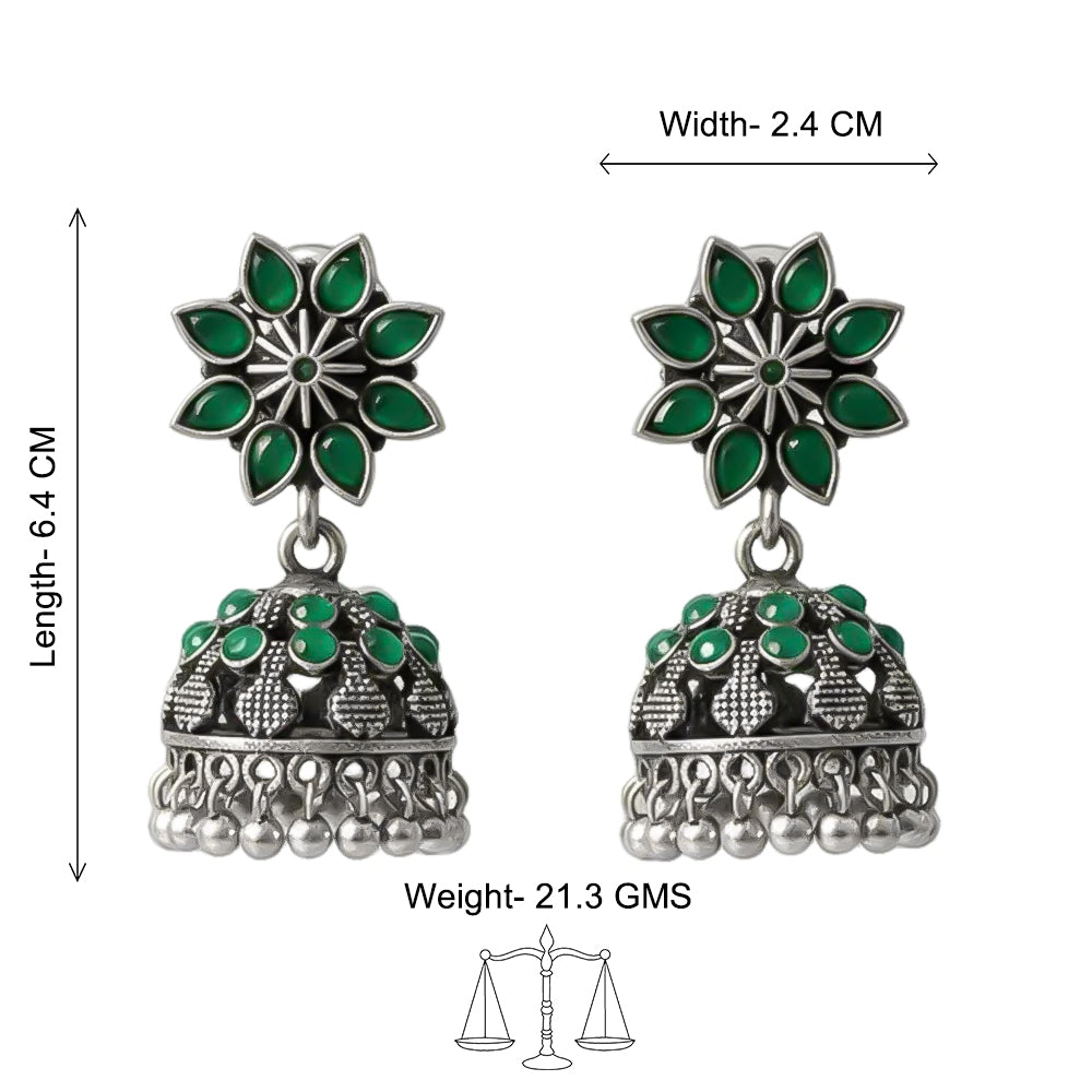 Flower-Shaped top with petal-like Green stones