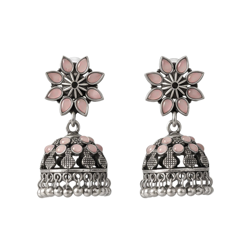 flower-shaped top with petal-like Baby pink stones