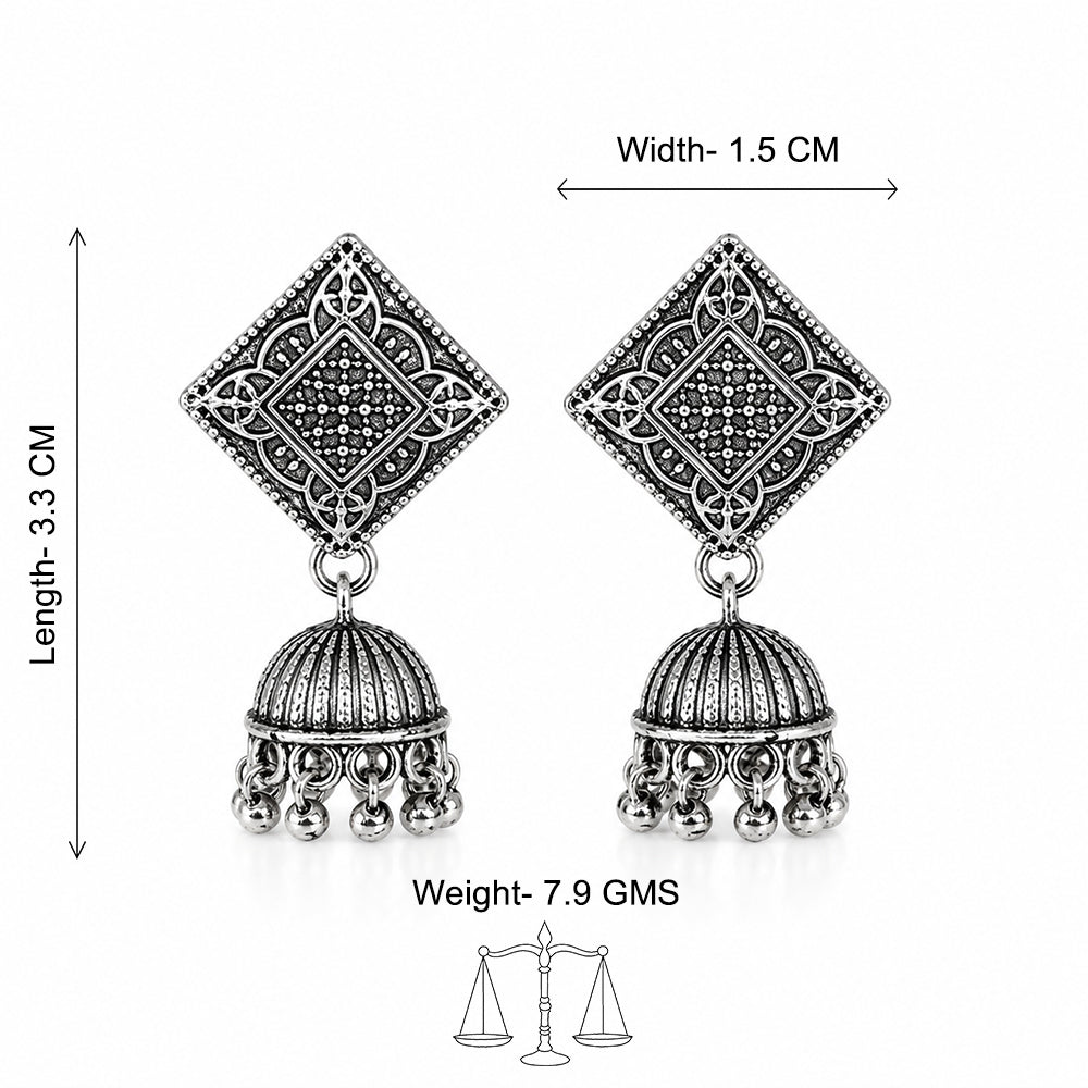 Antique Geometric Diamond Jhumka Earrings