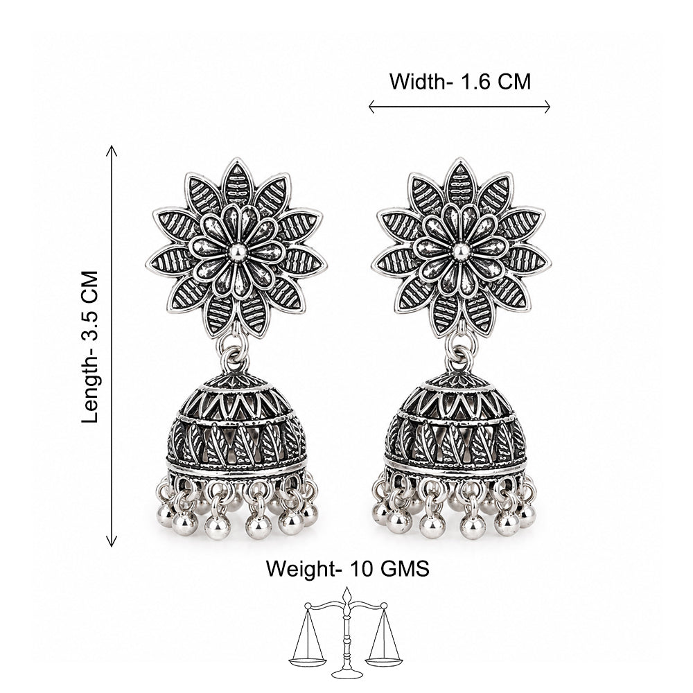 Antique Floral Leaf Jhumka Earrings