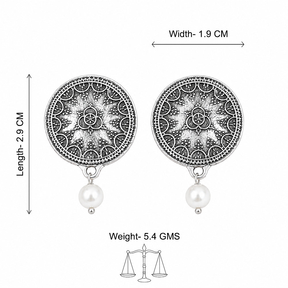 Antique Mandala Pearl Drop Earrings