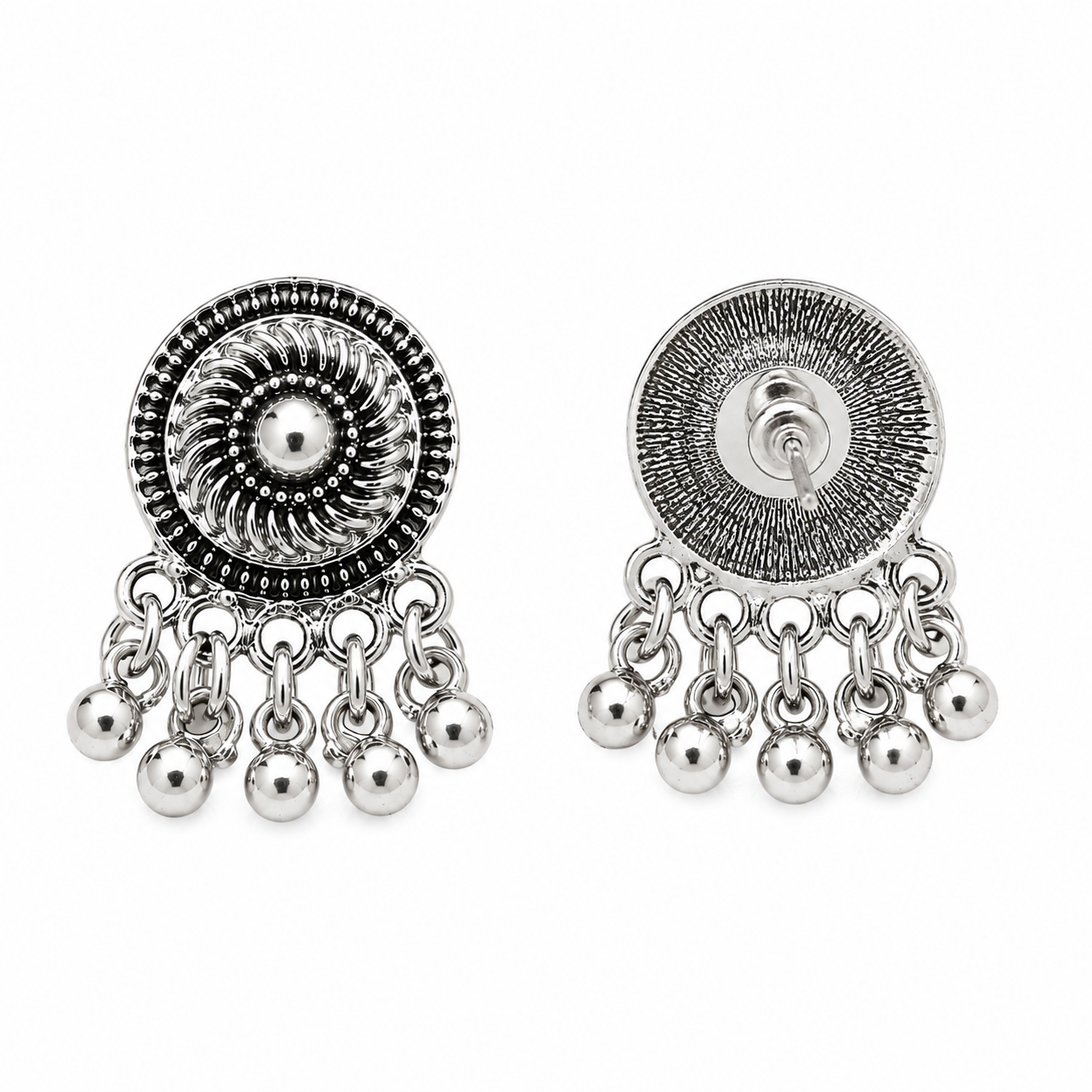 Elegant Silver Bead Fringe Earrings