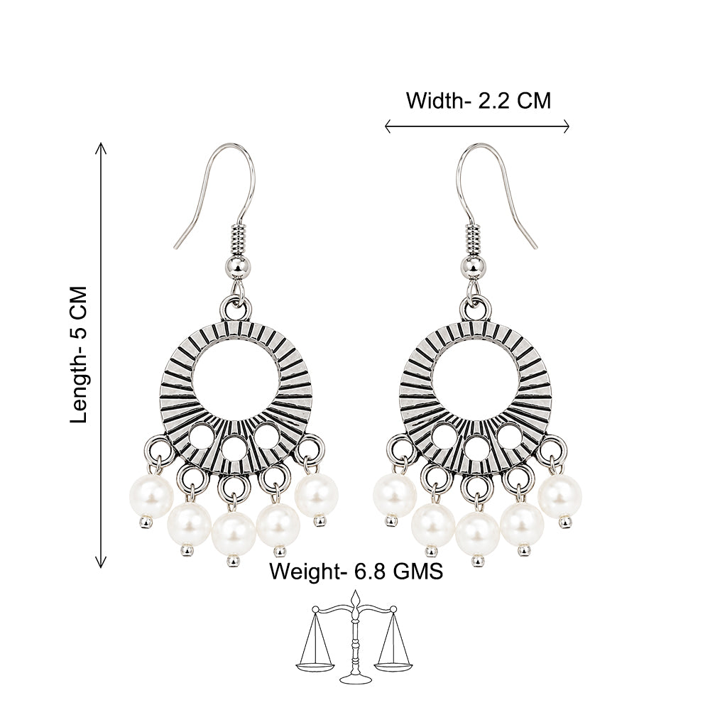 Silver Pearl Charm Earrings