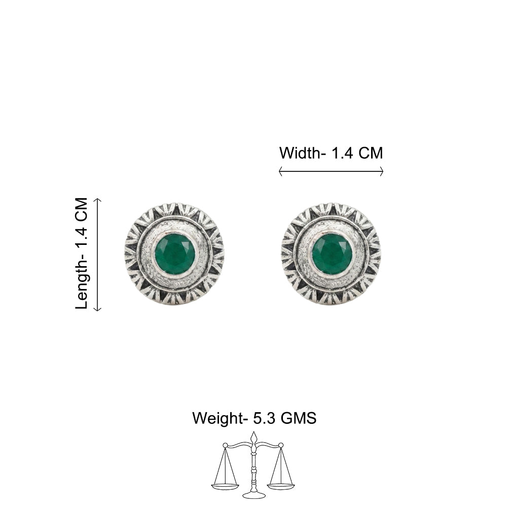 Round Oxidized Pearl Drop Earrings
