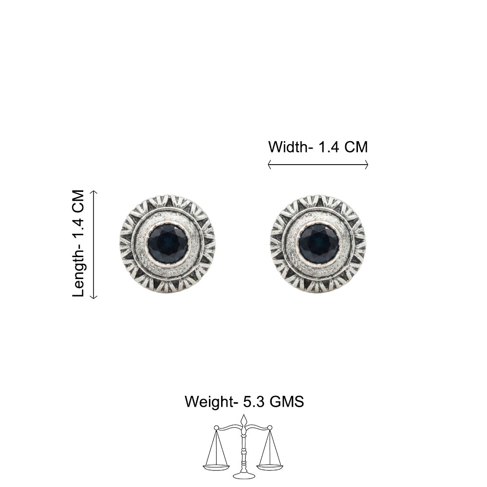 Round Oxidized Pearl Drop Earrings